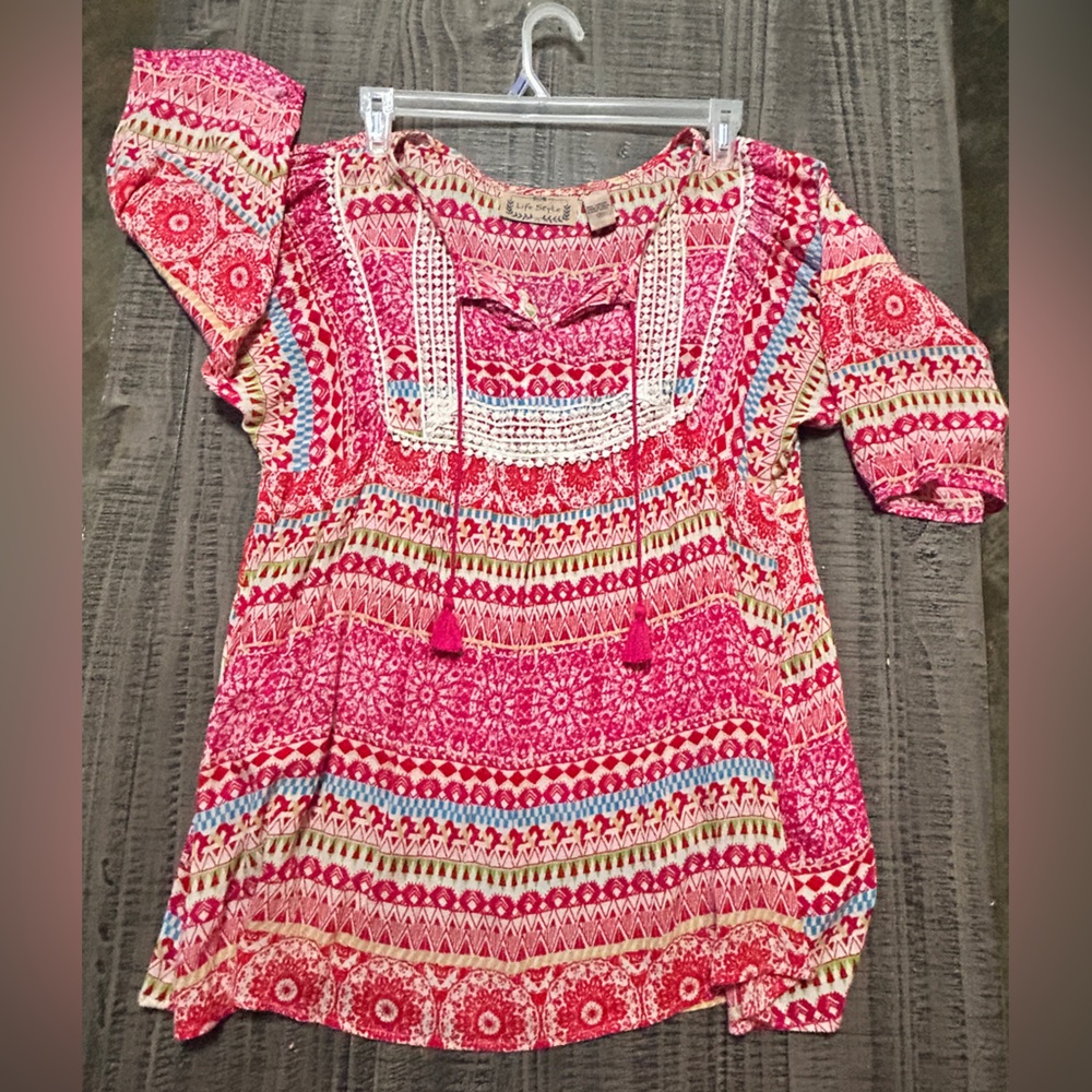 Colorful Bohemian Patterned Blouse by Life Style.